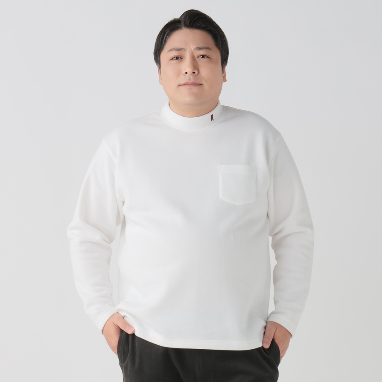 PGG モックネック 白 新品 大きいサイズ 起毛モックネックロンT メンズ GREATESS(グレイテス