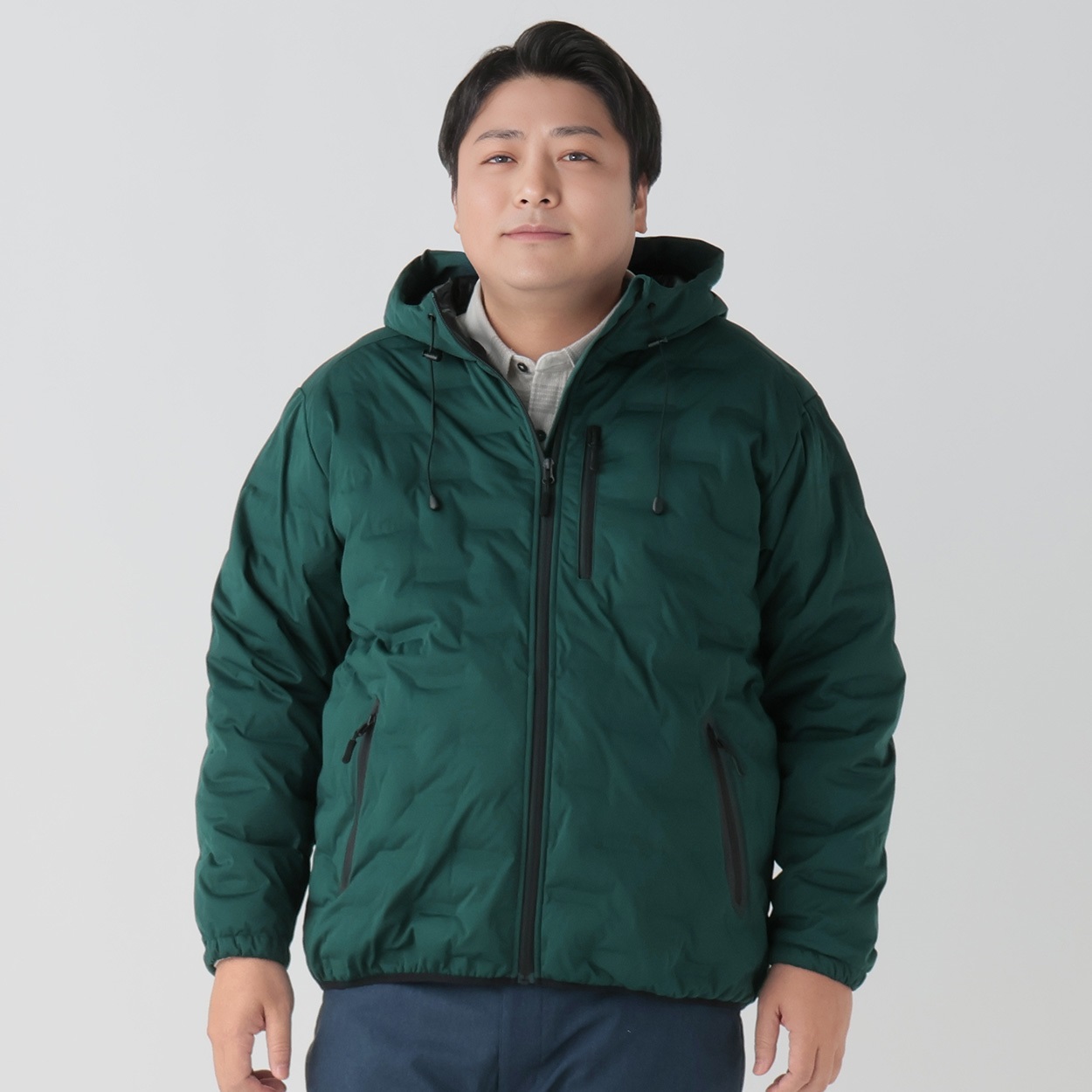 大きいサイズ ボコボコ中綿ジャケットフード付き メンズ GREATESS