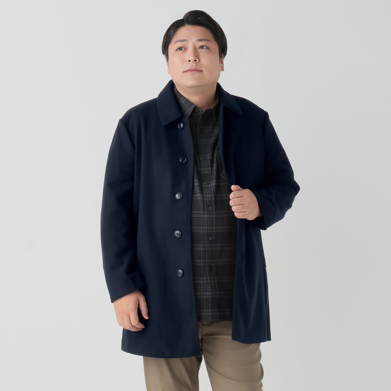 大きいサイズ ウールライク ステンカラーコート メンズ GREATESS
