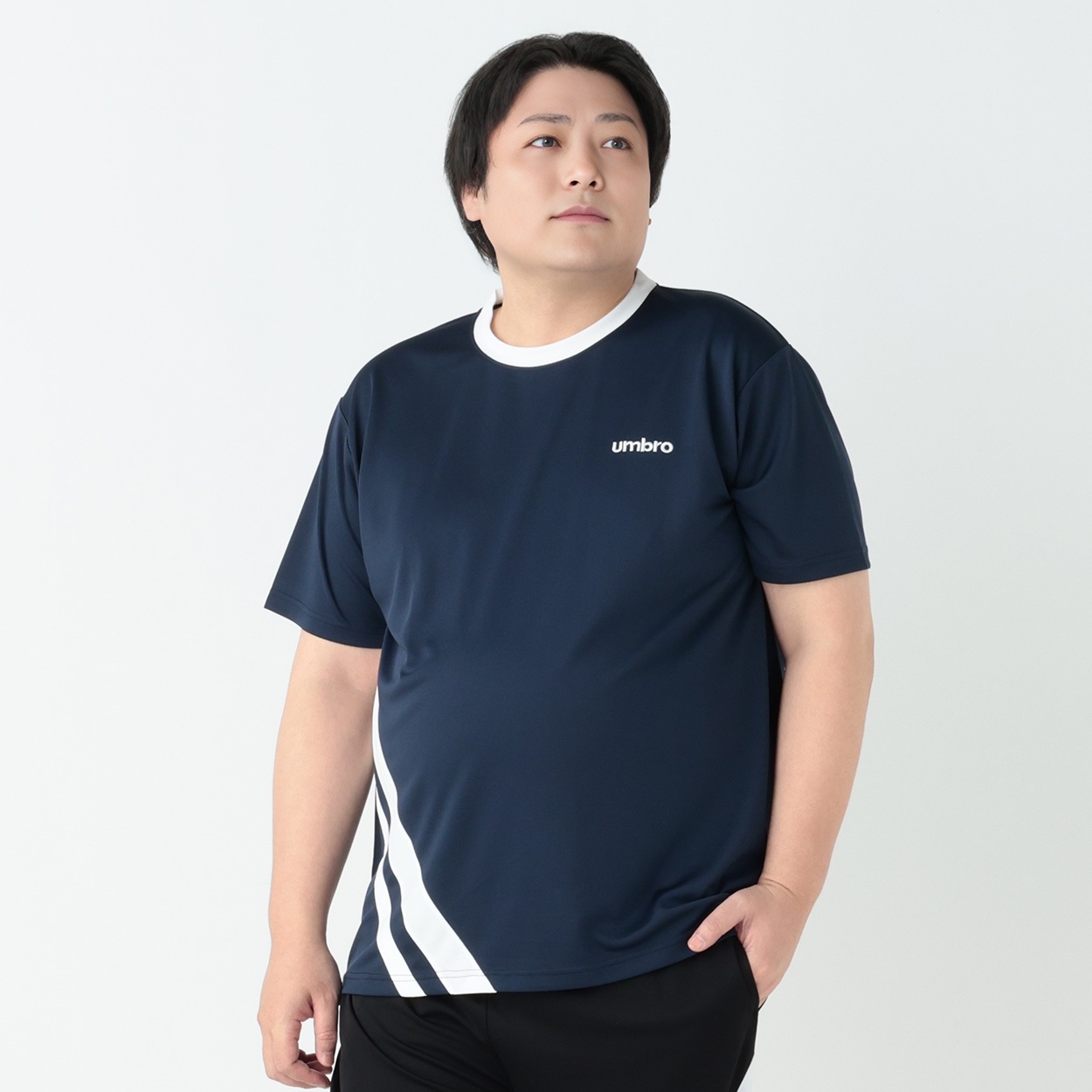 大きいサイズ UMBRO ラインTシャツ メンズ(コイアオ-4L)