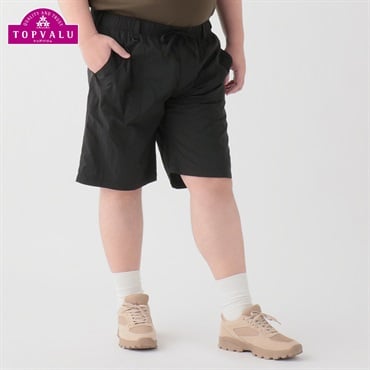 大きいサイズ ナイロンワッシャーショートパンツ メンズ(クロ-3L)