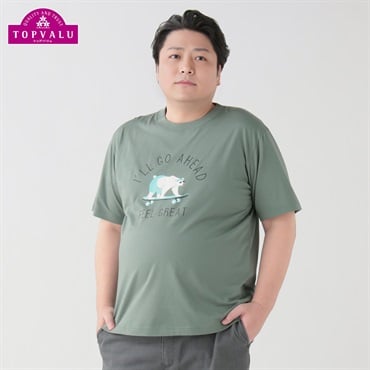 大きいサイズ　ピースフィットクール シャネツプリント半袖Tシャツ メンズ トップバリュ(TOPVALU)