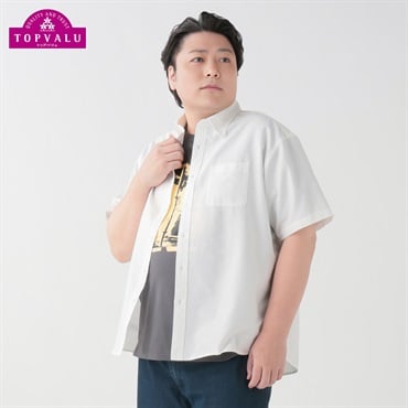 大きいサイズ オックス半袖シャツ メンズ トップバリュ(TOPVALU)(シロ-3L)