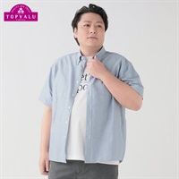 大きいサイズ オックス半袖シャツ メンズ トップバリュ(TOPVALU)(アオ-3L)