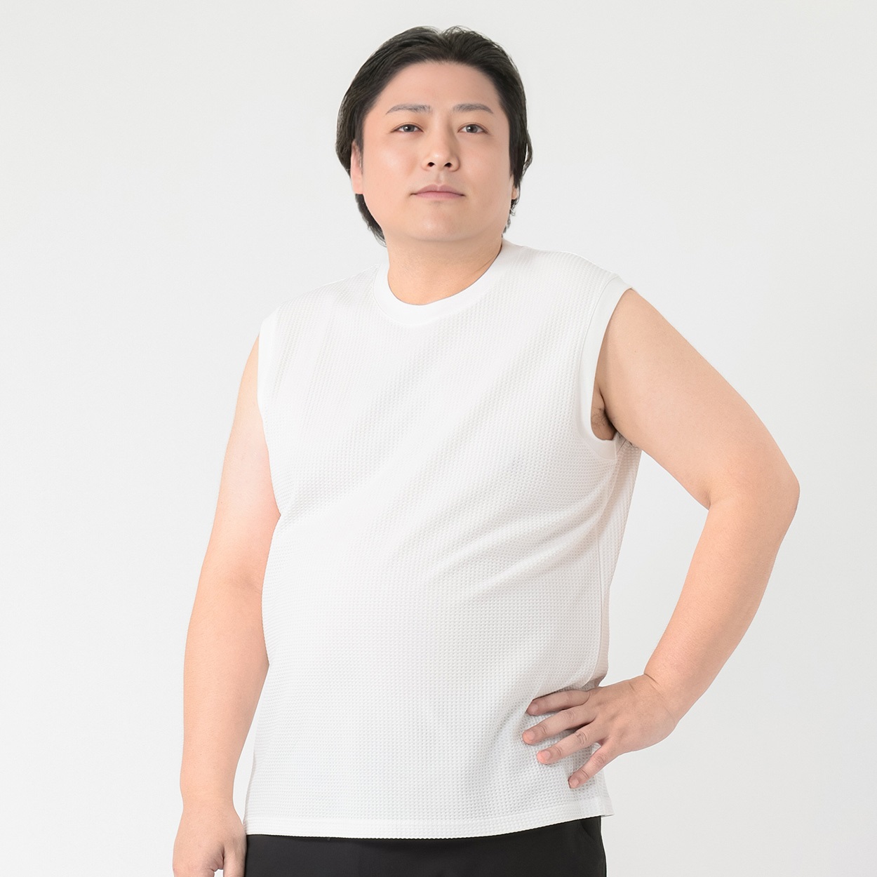 大きいサイズ SOLOTEXノースリーブ メンズ GREATESS(グレイテス)(シロ-3L)