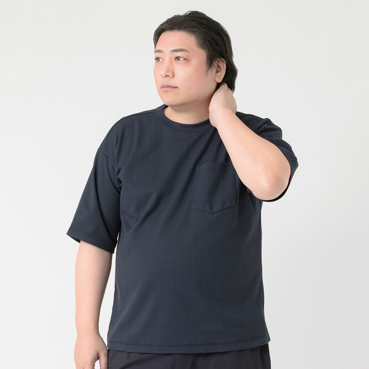 大きいサイズ 半袖SOLOTEXワッフルTシャツ メンズ GREATESS(グレイテス)(コイアオ-2L)