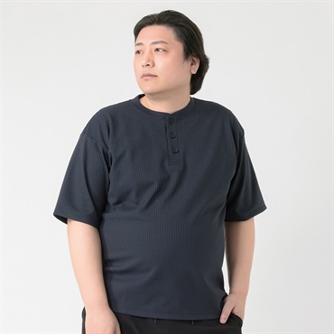 大きいサイズ 半袖SOLOTEXヘンリーTシャツ メンズ GREATESS(グレイテス)