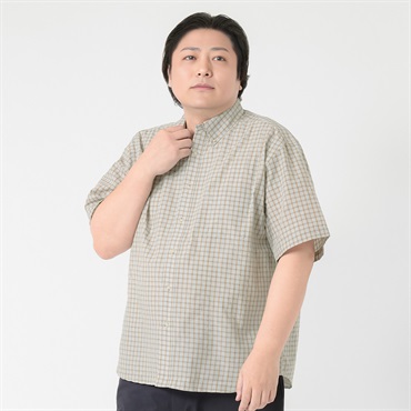 大きいサイズ　サッカーボタンダウンチェックシャツ メンズ GREATESS(グレイテス)