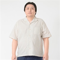 大きいサイズ　麻入りオープンカラーシャツ メンズ GREATESS(グレイテス)(ウスチャ-3L)