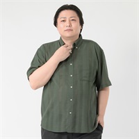 部分アキハボタンダウンシャツ メンズ GREATESS(グレイテス)(コイミドリ-3L)