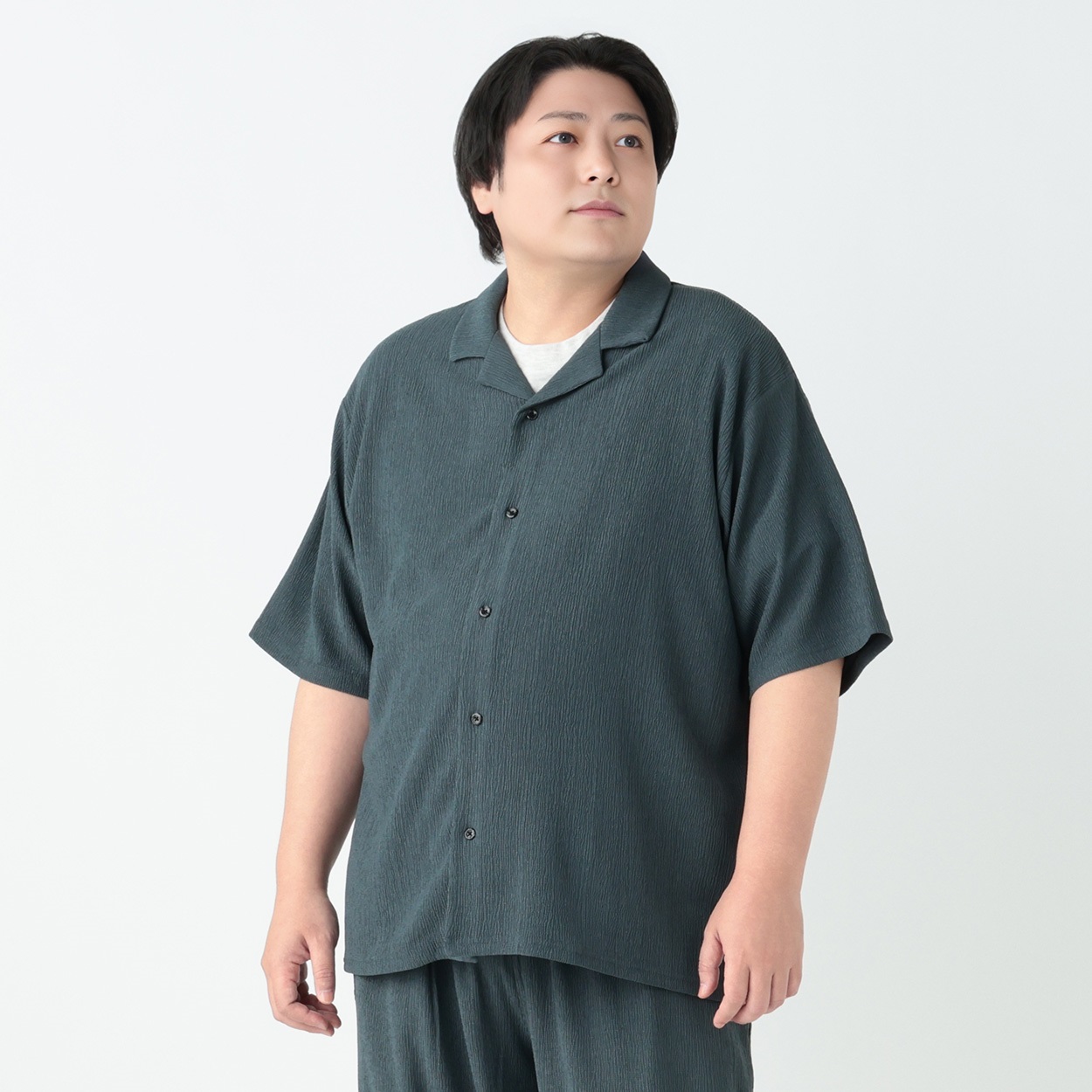 大きいサイズ 楊柳オープンシャツ メンズ GREATESS(グレイテス)(ウスクロ-2L)