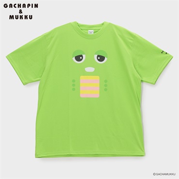 大きいサイズ ガチャピン ムックプリント半袖Tシャツ メンズ GREATESS(グレイテス)(ミドリ-3L)