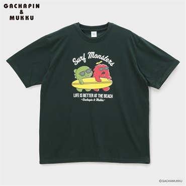 大きいサイズ ガチャピン ムックプリント半袖Tシャツ メンズ GREATESS(グレイテス)(コイミドリ-3L)