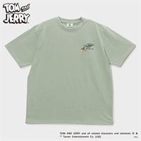 大きいサイズ Tom&JERRY（トムアンドジェリー）ワンポイント刺繍半袖Tシャツ メンズ GREATESS(グレイテス)(ウスミドリ-3L)