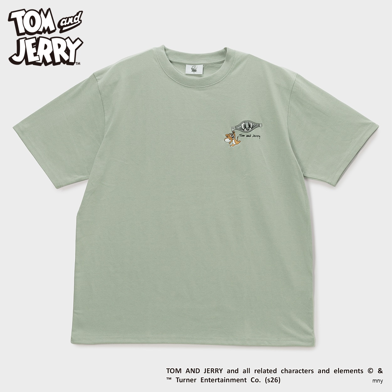大きいサイズ Tom&JERRY（トムアンドジェリー）ワンポイント刺繍半袖Tシャツ メンズ GREATESS(グレイテス)(ウスミドリ-4L)