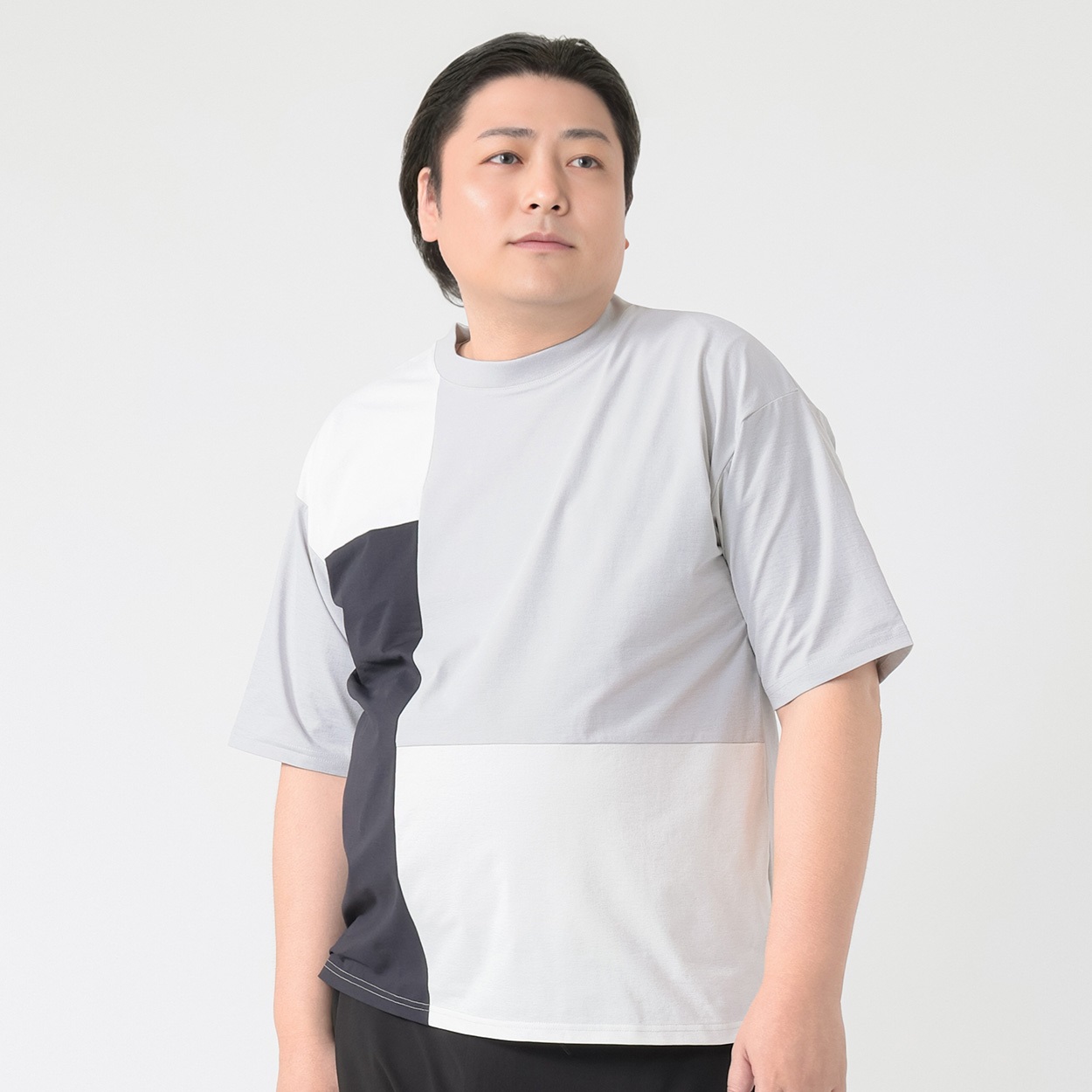 大きいサイズ 半袖SOLOTEX切替Tシャツ メンズ GREATESS(グレイテス