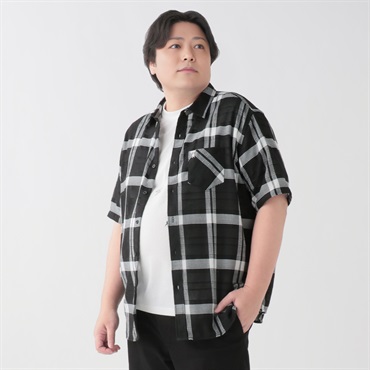 大きいサイズ MACBETH 半袖パナマシャツ メンズ GREATESS(グレイテス)(クロ-3L)