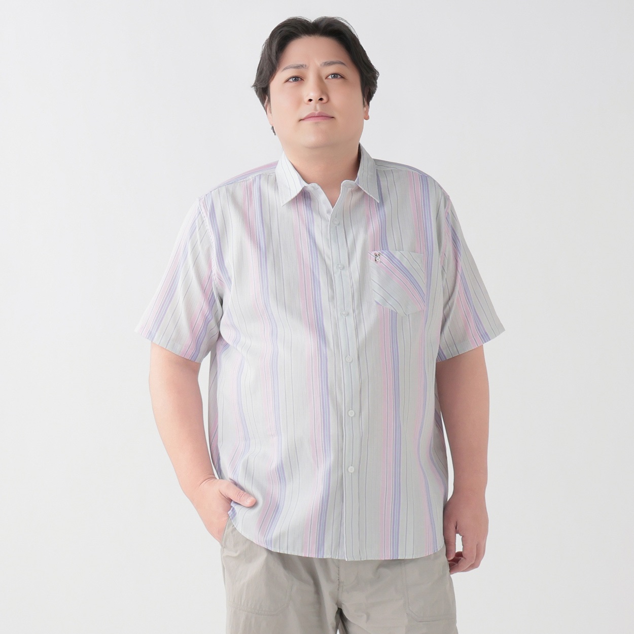 大きいサイズ MACBETH 半袖パナマシャツ メンズ GREATESS(グレイテス)(ウスアカ-2L)