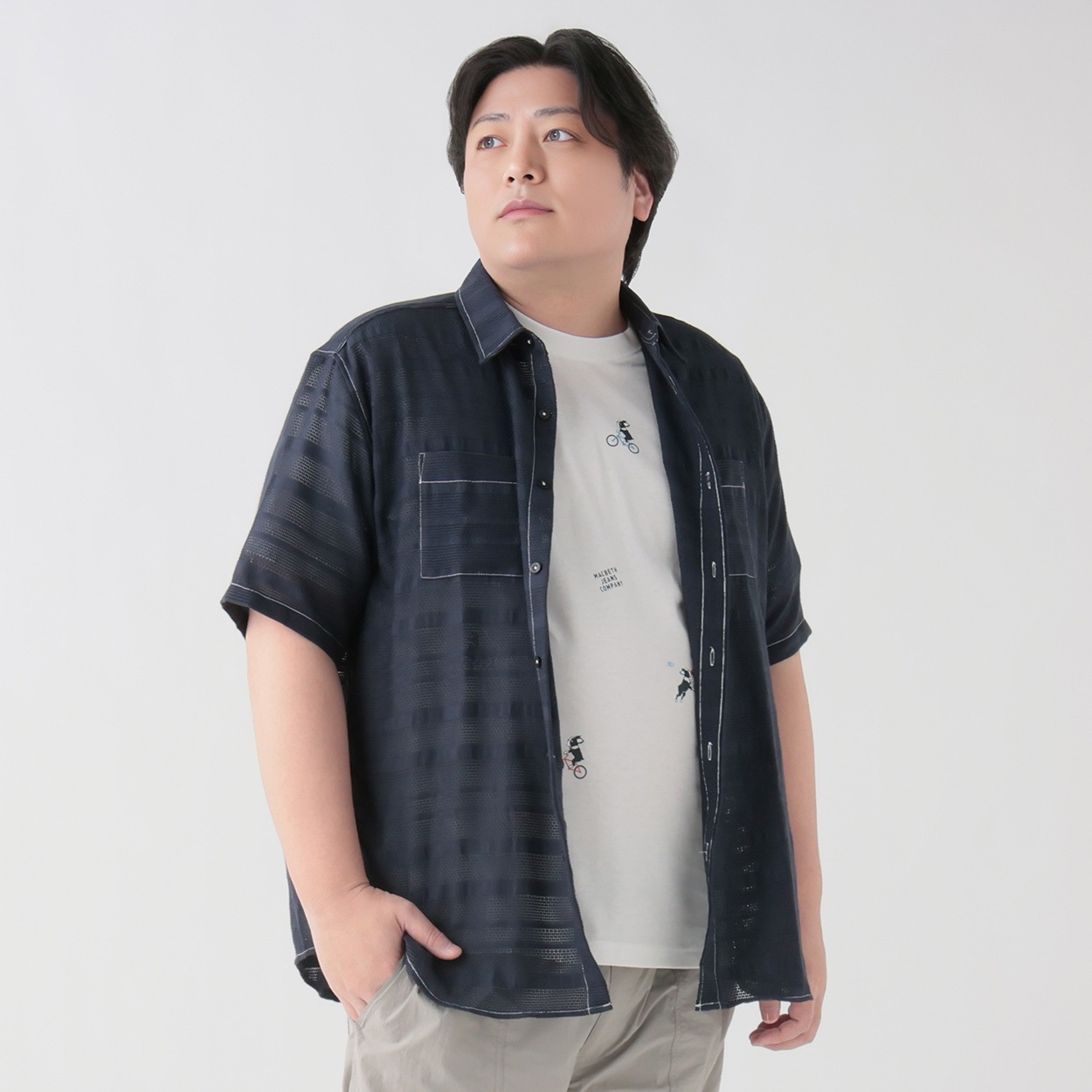 大きいサイズ MACBETH 半袖パナマシャツ メンズ GREATESS(グレイテス)(コイアオ-5L)