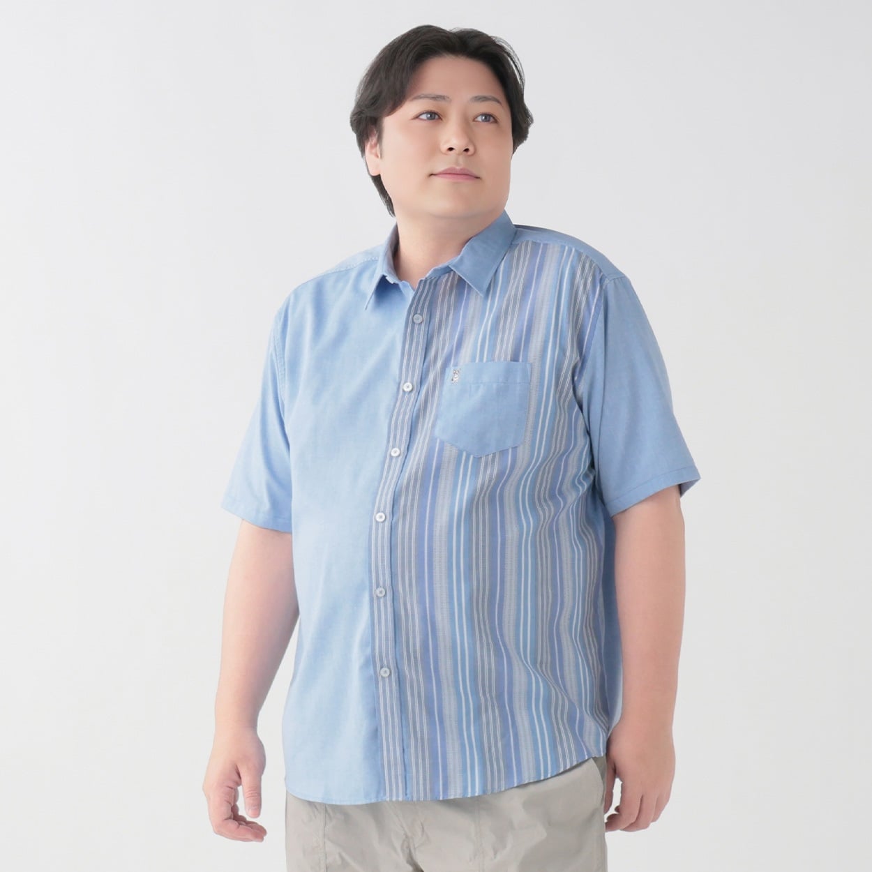 大きいサイズ MACBETH 半袖パナマシャツ メンズ GREATESS(グレイテス)(ムラサキ-2L)