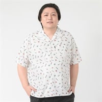 大きいサイズ MACBETH 半袖ドットエアープリントシャツ メンズ(シロ-3L)
