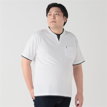 大きいサイズ MACBETH（マクベス）接触冷感レイヤードTシャツ メンズ GREATESS(グレイテス)(シロ-3L)