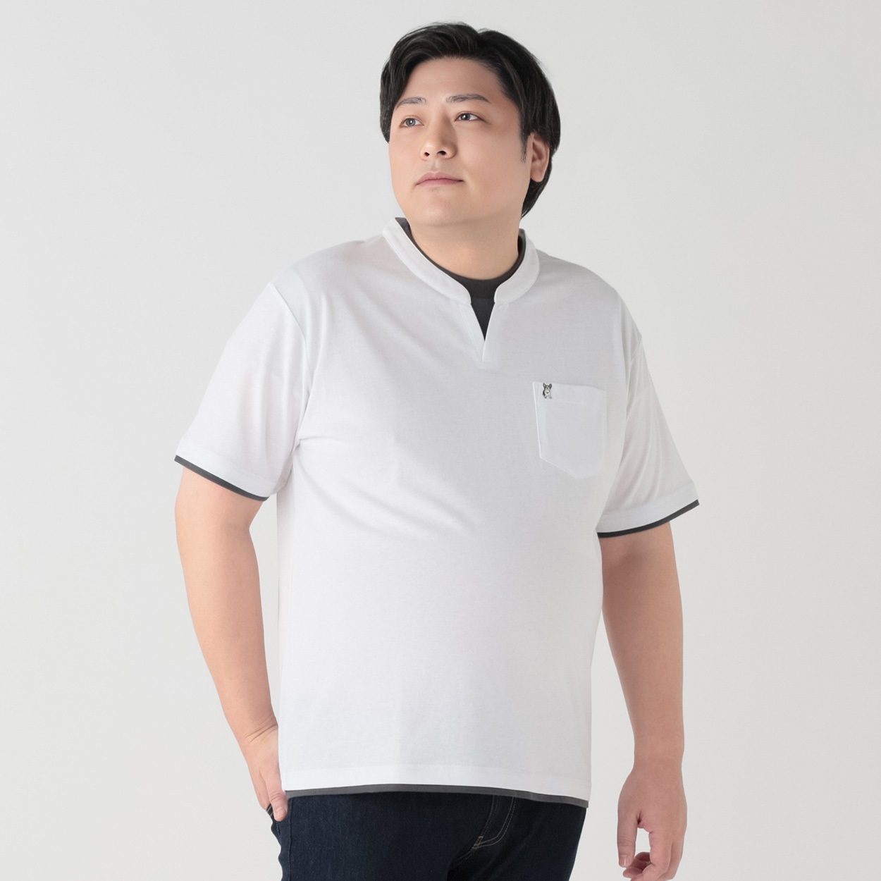 大きいサイズ MACBETH（マクベス）接触冷感レイヤードTシャツ メンズ GREATESS(グレイテス)(シロ-5L)