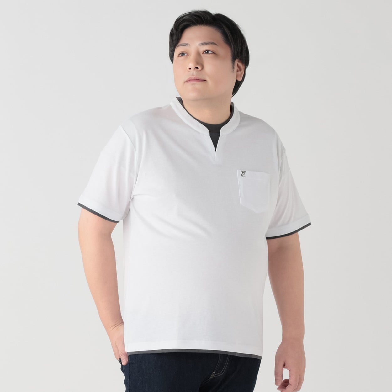 大きいサイズ MACBETH（マクベス）接触冷感レイヤードTシャツ メンズ GREATESS(グレイテス)(シロ-2L)