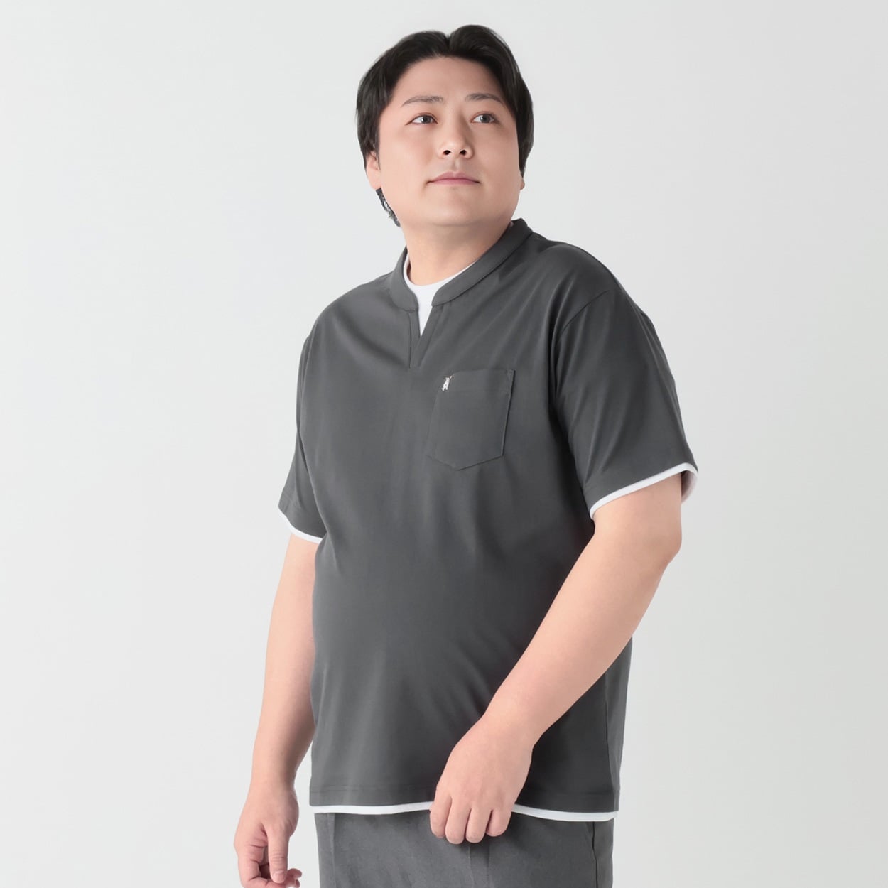 大きいサイズ MACBETH（マクベス）接触冷感レイヤードTシャツ メンズ GREATESS(グレイテス)(チャコ－ルグレ－-5L)