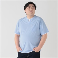 大きいサイズ MACBETH（マクベス）接触冷感レイヤードTシャツ メンズ GREATESS(グレイテス)(ウスアオ-3L)