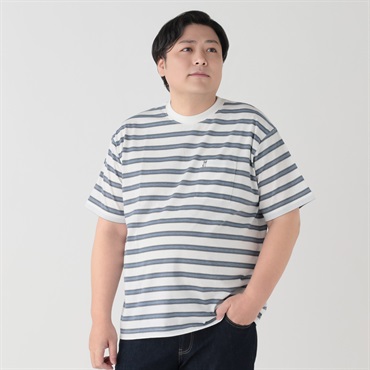 大きいサイズ MACBETH（マクベス）接触冷感ボーダーTシャツ メンズ GREATESS(グレイテス)(シロ-3L)