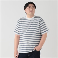 大きいサイズ MACBETH（マクベス）接触冷感ボーダーTシャツ メンズ GREATESS(グレイテス)(シロ-3L)
