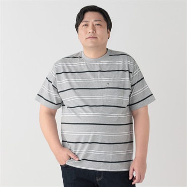 大きいサイズ MACBETH（マクベス）接触冷感ボーダーTシャツ メンズ GREATESS(グレイテス)(ウスクロ-3L)