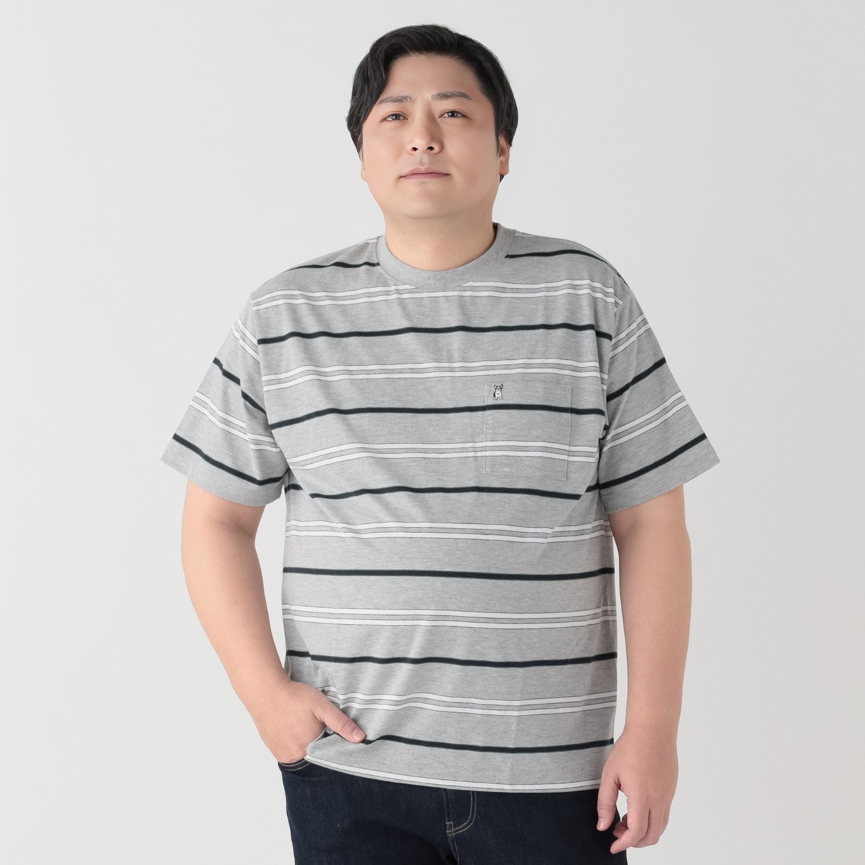 大きいサイズ MACBETH（マクベス）接触冷感ボーダーTシャツ メンズ GREATESS(グレイテス)(ウスクロ-4L)