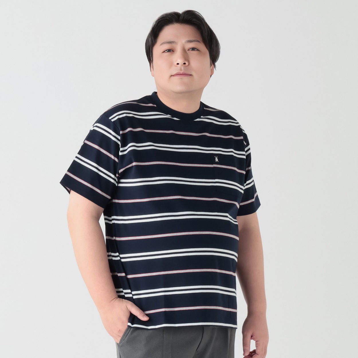 大きいサイズ MACBETH（マクベス）接触冷感ボーダーTシャツ メンズ GREATESS(グレイテス)(コイアオ-2L)