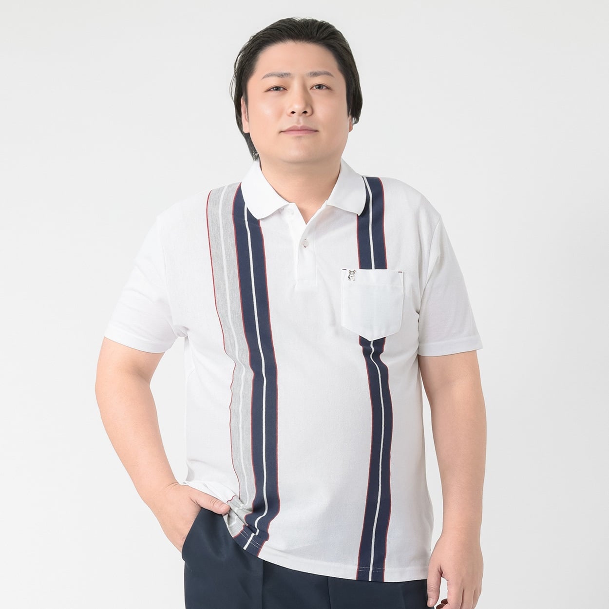 大きいサイズ MACBETH 半袖デザインポロシャツ メンズ(シロ-3L)