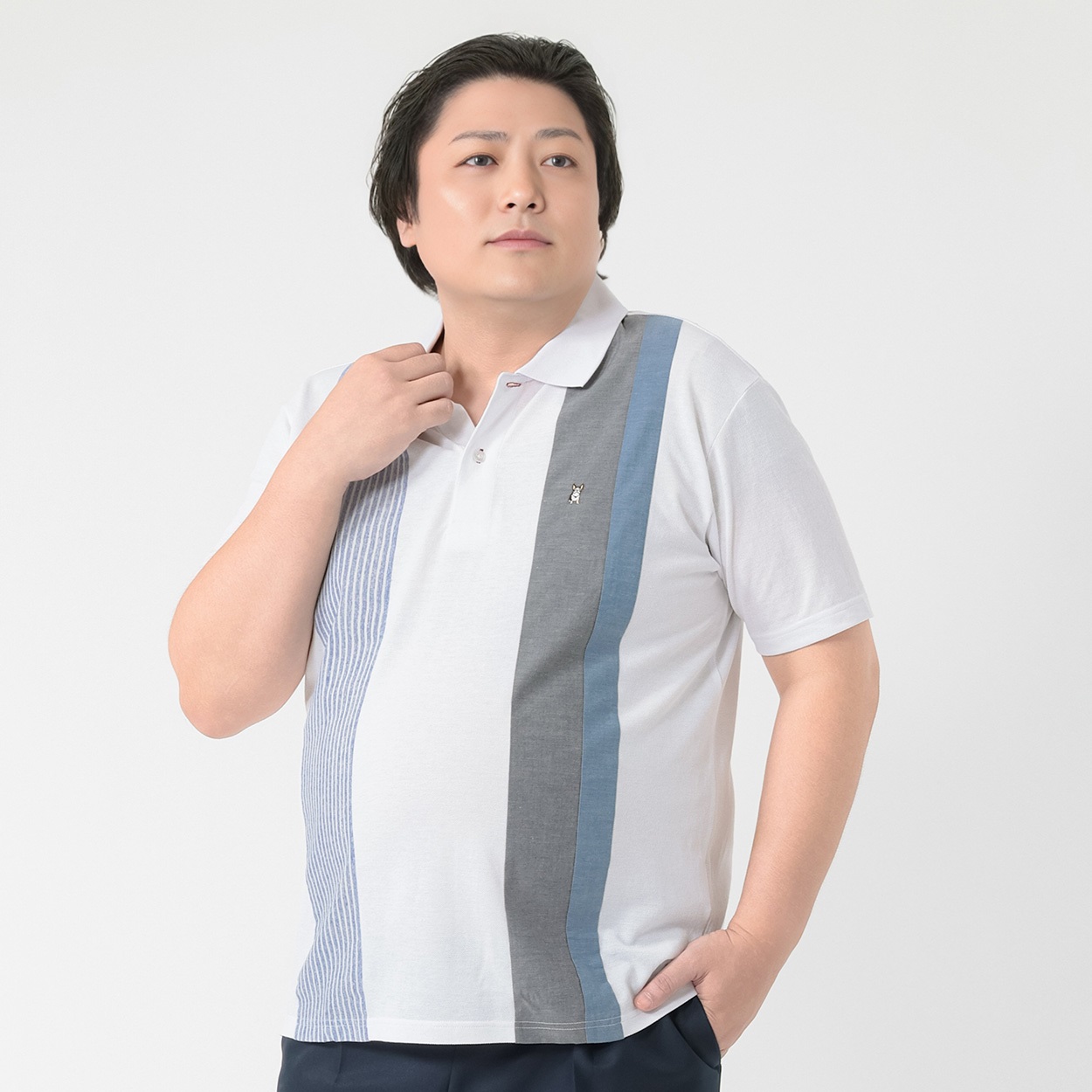 大きいサイズ MACBETH 半袖デザインポロシャツ メンズ(キナリ-3L)