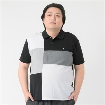 大きいサイズ MACBETH 半袖デザインポロシャツ メンズ(クロ-3L)