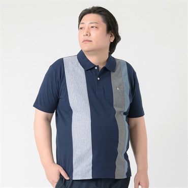 大きいサイズ MACBETH 半袖デザインポロシャツ メンズ(アオ-3L)