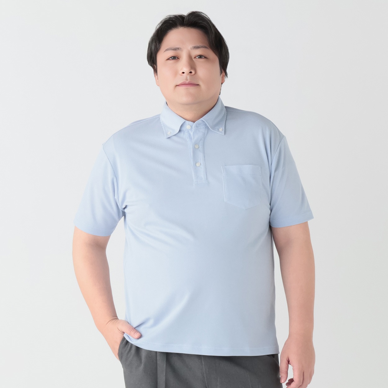 半袖BIZポロデザイン メンズ GREATESS(グレイテス)(ウスアオ-4L)