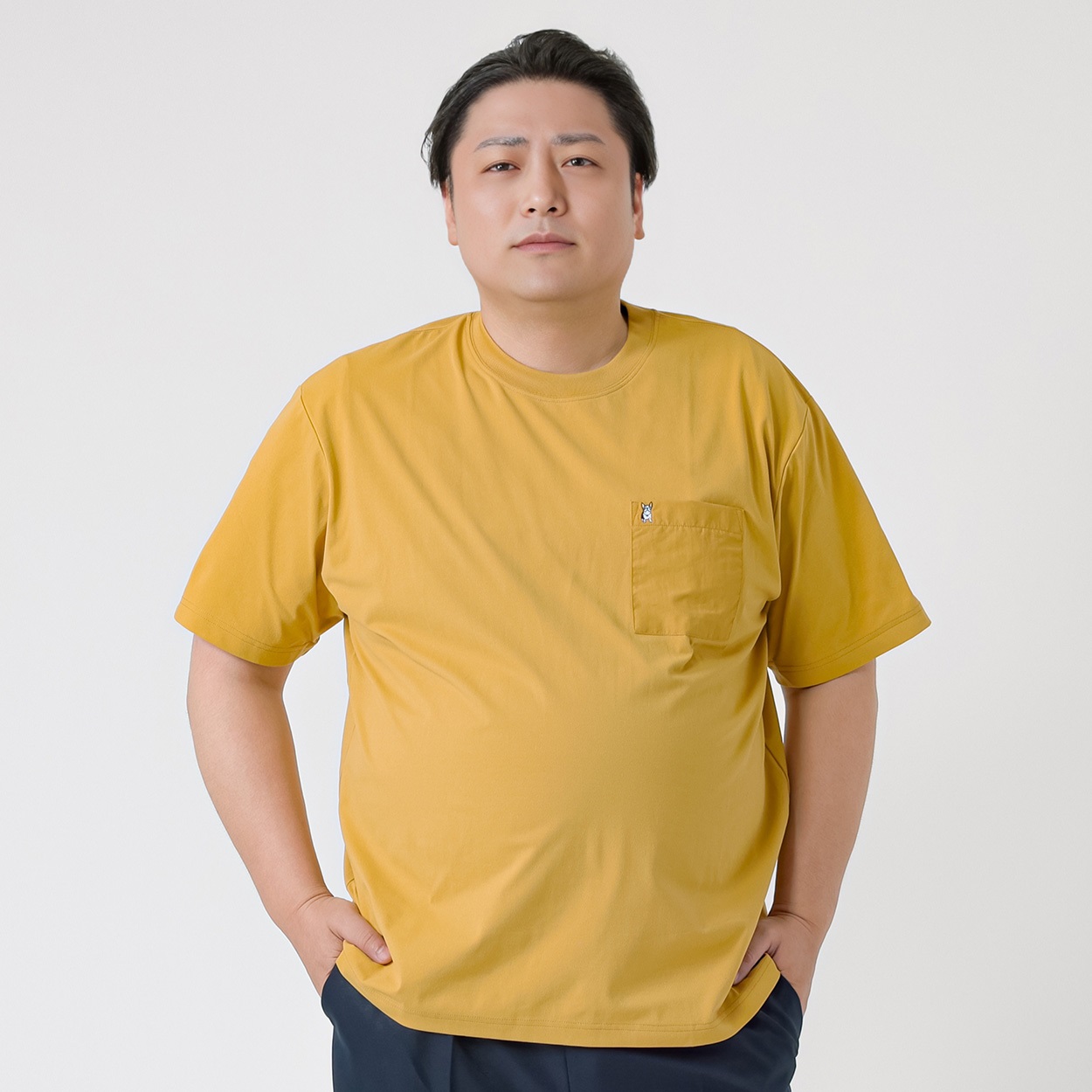 大きいサイズ MACBETH スノードライポケット付きTシャツ メンズ GREATESS(グレイテス)(ウスキイロ-4L)