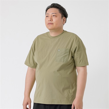 大きいサイズ MACBETH スノードライポケット付きTシャツ メンズ GREATESS(グレイテス)(ウスミドリ-3L)