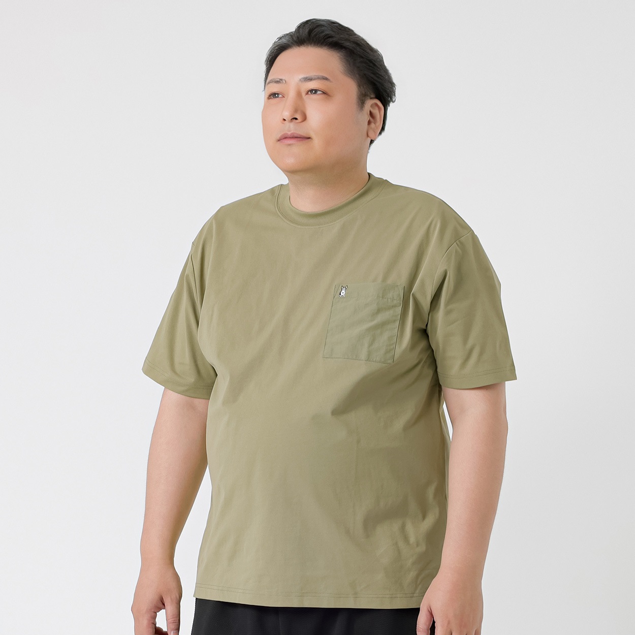 大きいサイズ MACBETH スノードライポケット付きTシャツ メンズ GREATESS(グレイテス)(ウスミドリ-4L)