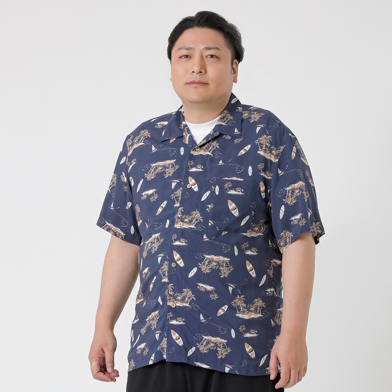 大きいサイズ アロハシャツ メンズ GREATESS(グレイテス)(コイアオ-4L)