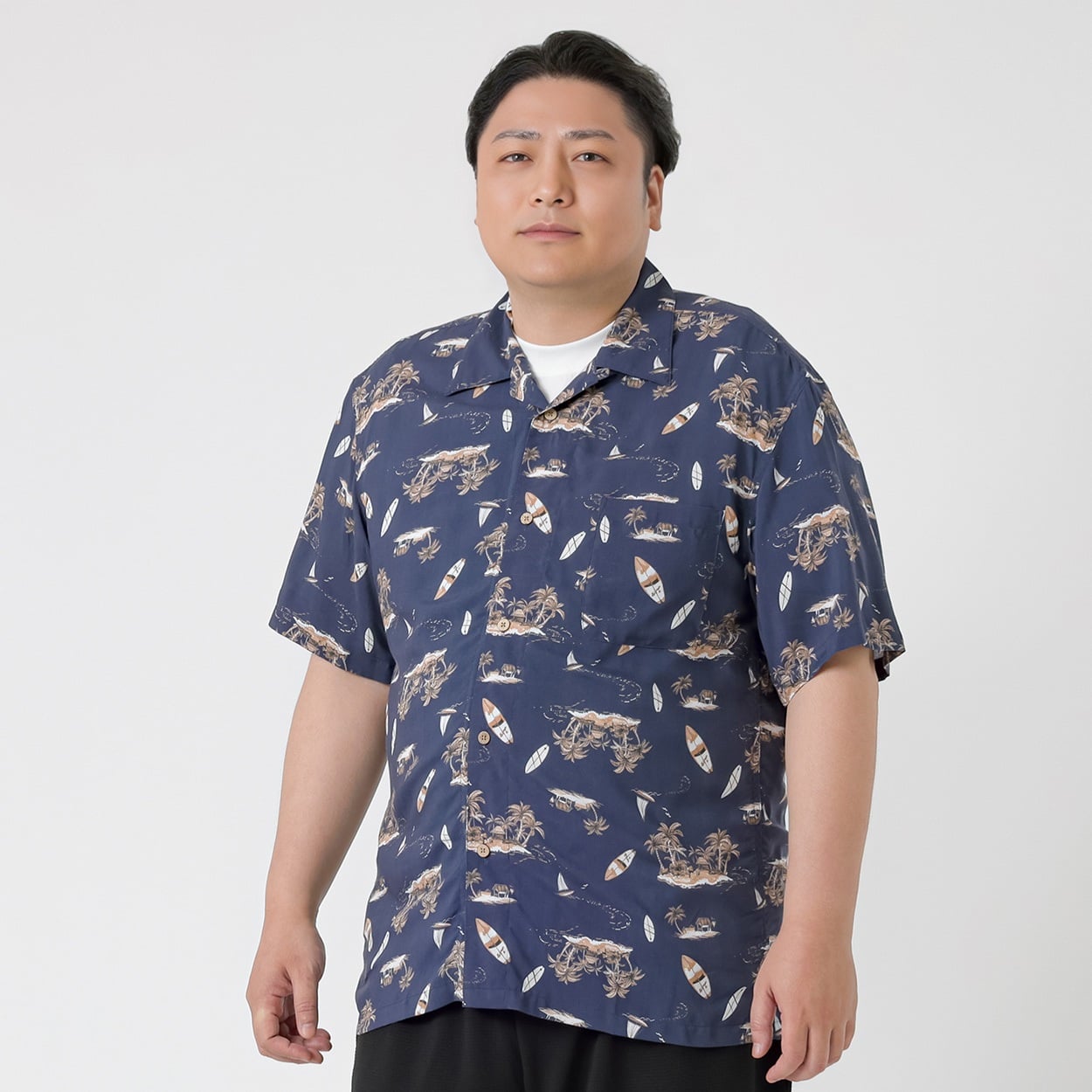 大きいサイズ アロハシャツ メンズ GREATESS(グレイテス)(コイアオ-5L)