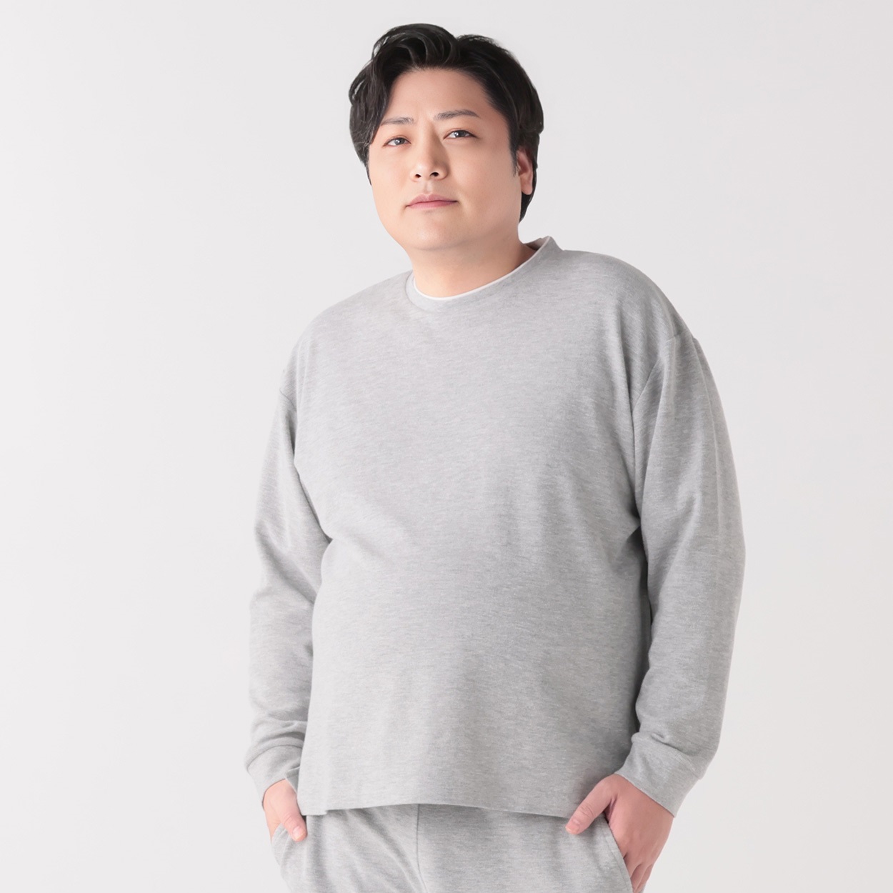 大きいサイズ 綿混長袖Tシャツ メンズ GREATESS(グレイテス)(ウスクロ-5L)