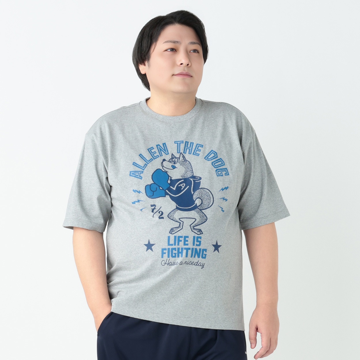 大きいサイズ オモシロTシャツ（おおさわゆう） メンズ GREATESS(グレイテス)(ウスクロ-4L)