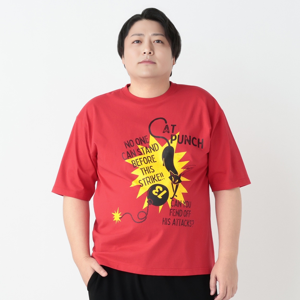 大きいサイズ オモシロTシャツ（おおさわゆう） メンズ GREATESS(グレイテス)(アカ-4L)