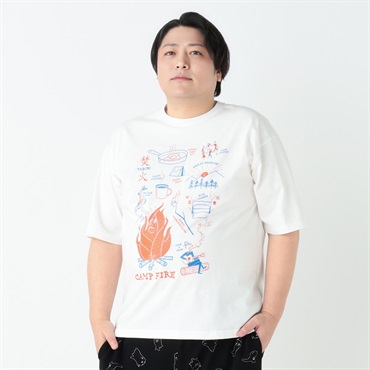 大きいサイズ オモシロTシャツ（おおさわゆう） メンズ GREATESS(グレイテス)(ウスダイダイ-3L)