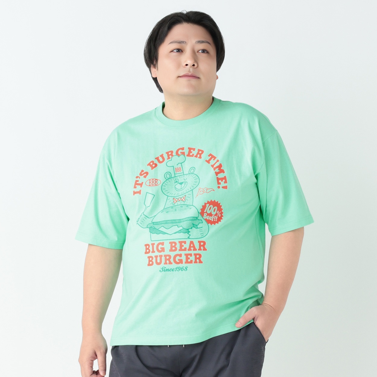 大きいサイズ オモシロTシャツ（おおさわゆう） メンズ GREATESS(グレイテス)(ミドリ-4L)